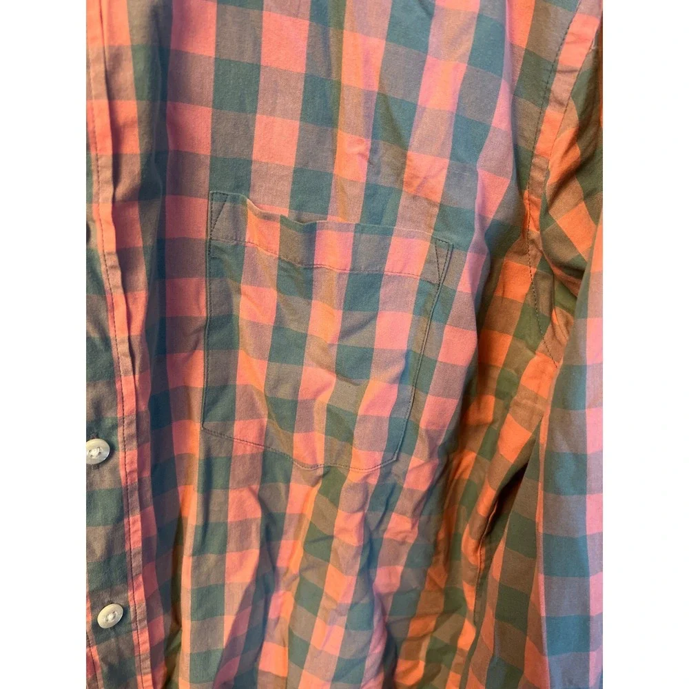 J. Crew Men Slim Fit Long Sleev Button Down Shirt Pink Blue Checkered Lg Gingham